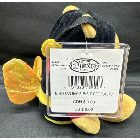 DISNEY Bumble Bee Pooh Plush Winnie Stuffed Bean Bag Toy With Tags Halloween - Picture 4 of 5